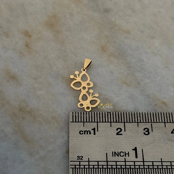 تصویر دوم آویز دو پروانه طلا لیزری